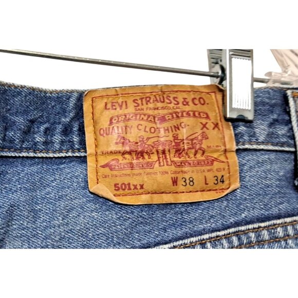 Vintage Levis 501 XX Jeans Madein USA Button Fly Shrink to Fit Blue Denim Levi S - Picture 6 of 15